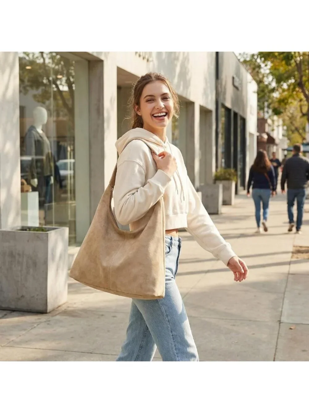 Chic Slouchy Suede Hobo Bag for Women | Casual Shoulder Tote Purse for Work